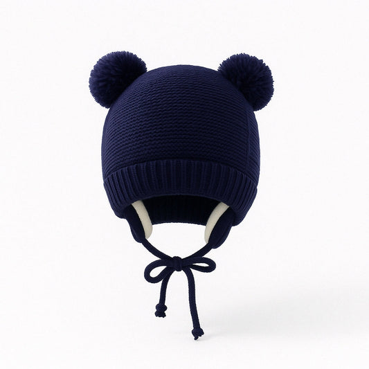 Bonnet Bébé Hiver Tricoté à Pompons